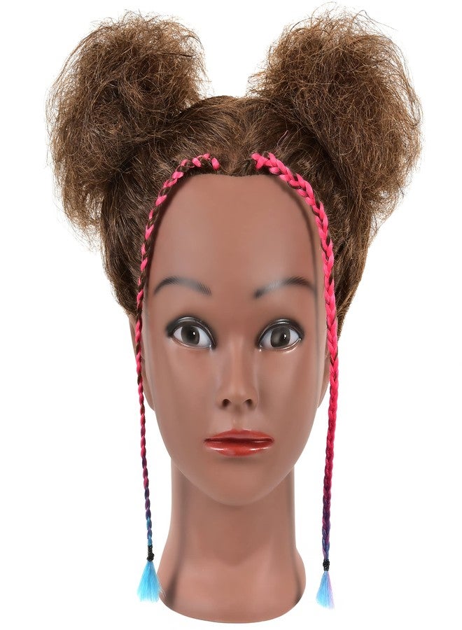 QACIEH Afro Kinky Curly Real 100% Human Hair Mannequin Head with Stand for Hairdresser Practice Cosmetology Manikin Doll Training Head Braiding Styling Cutting Updos - Image 2