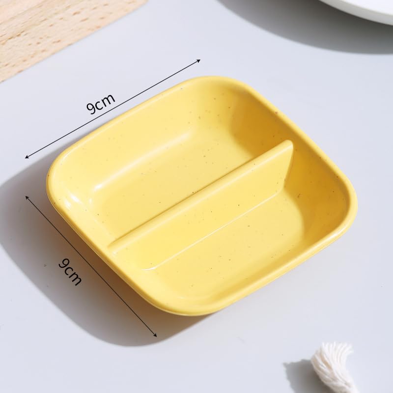 ROARCRAFT RoarCraft 6 Pcs Dual Dipping Sauce Bowls Melamine Soy Sauce Dish Two Compartments Party Trays Divided Fondue Plate Appetizer Plates for Restaurant Kitchen Sushi Soy Sauce Set of 6 Mix  - Image 2