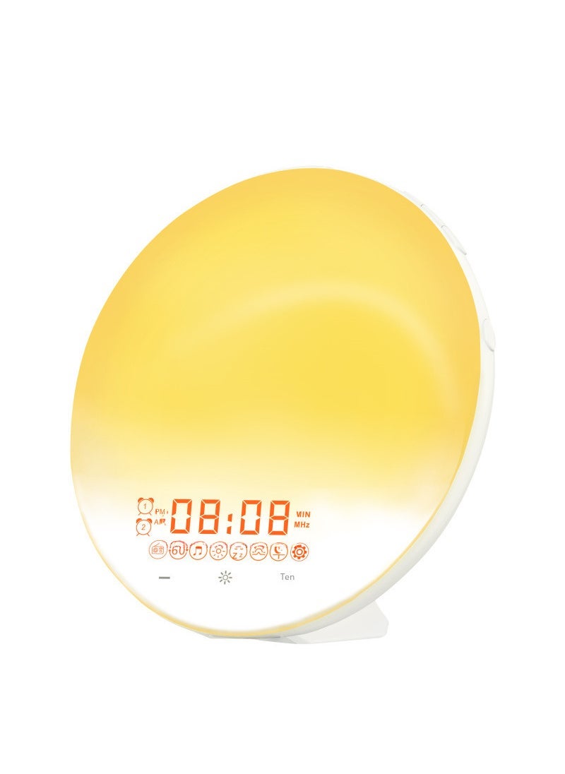 Generic FM radio wake-up light alarm clock Sunrise Sunset get up sleep colorful atmosphere light white noise sleeping night light With British standard charger 