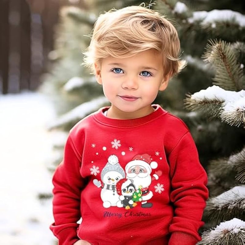 إسكدنيا Toddler Boys  Sweatshirt Kids Santa Dinosaur Penguin Shirt Xmas Pullover Sweater Long Sleeve Tops 1-7T - Image 4