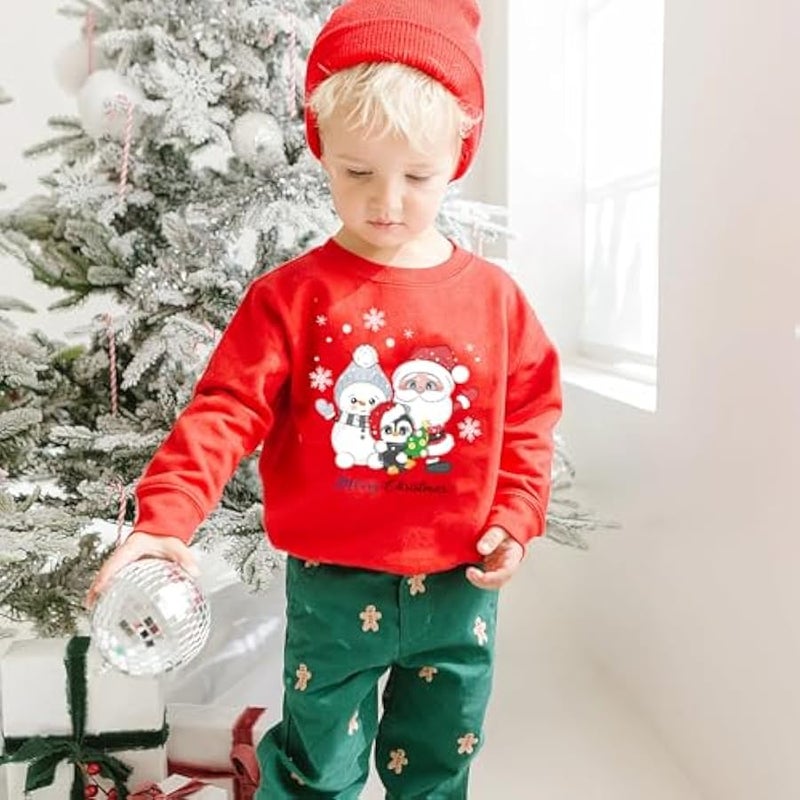 إسكدنيا Toddler Boys  Sweatshirt Kids Santa Dinosaur Penguin Shirt Xmas Pullover Sweater Long Sleeve Tops 1-7T - Image 2