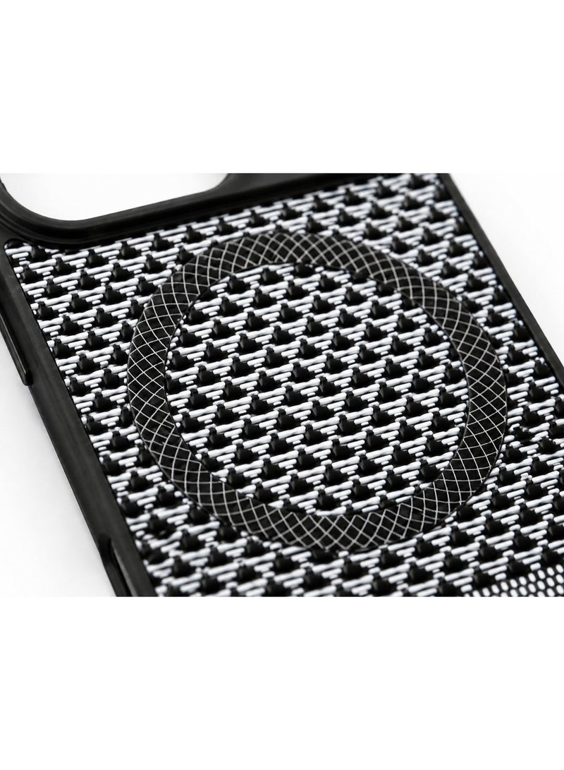 Cmax Premium MagSafe Protective Case with Geometric Texture Design and Raised Camera Guard for iPhone 17 Pro - Black/White - Image 5