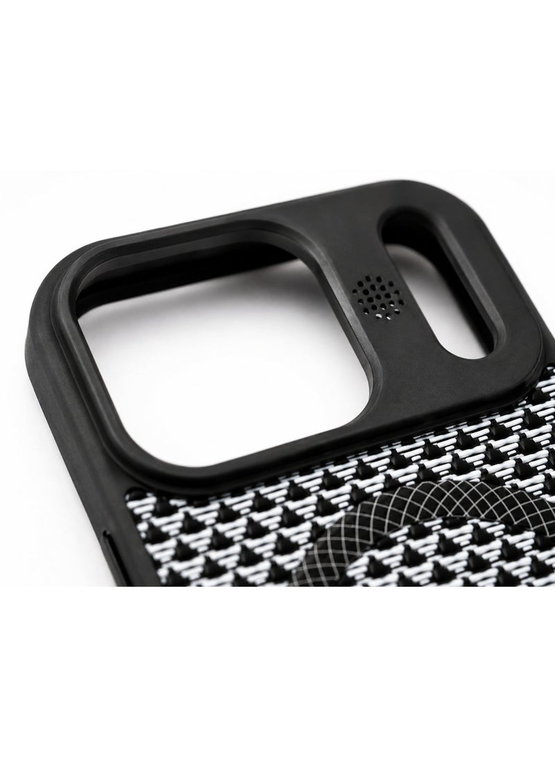 Cmax Premium MagSafe Protective Case with Geometric Texture Design and Raised Camera Guard for iPhone 17 Pro - Black/White - Image 2