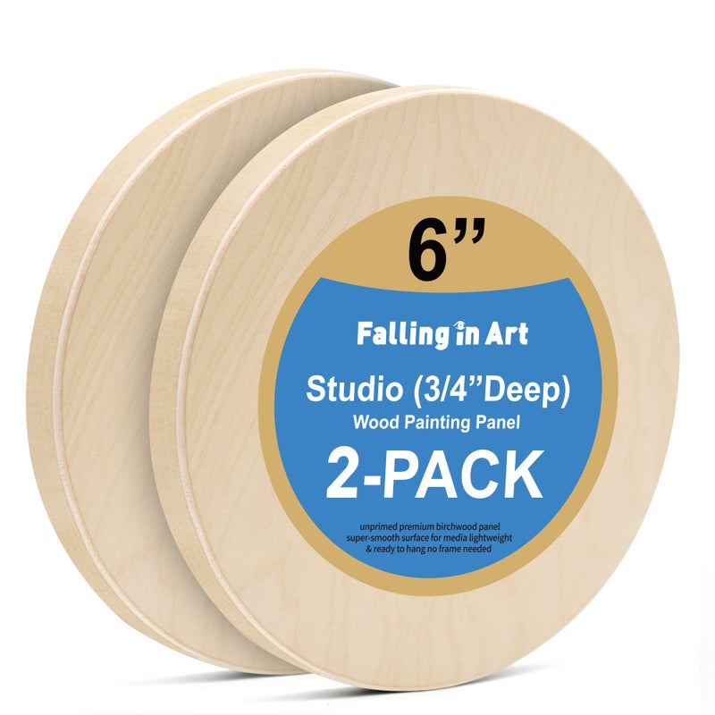 Falling In art Falling in Art Unfinished Round Birch Wood Canvas Panels Kit Falling in Art 2 Pack of 8 Studio 34 Deep Cradle Boards for Pouring Art Crafts Painting and More