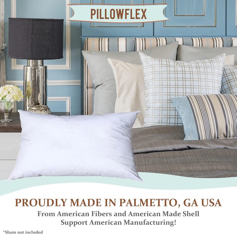 PILLOWFLEX Synthetic Down Pillow Insert - 21x31 Down Alternative Pillow, Ultra Soft Oversized Queen Bed Sleeping Pillow, Large Rectangle Sham - 1 Decorative Pillow Form - Image 3