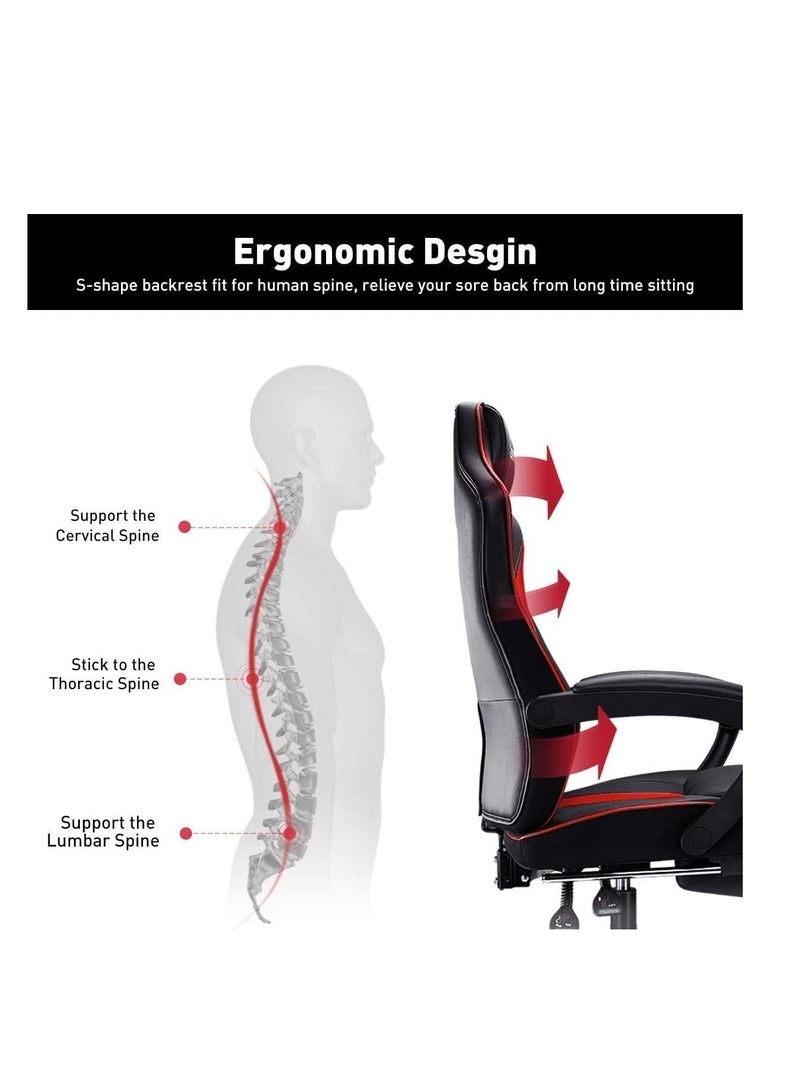 GT-Wheel Ergonomic Office Gaming Chair High Back Computer Chair with Footrest 360° Swivel and Lumbar Support - Image 2