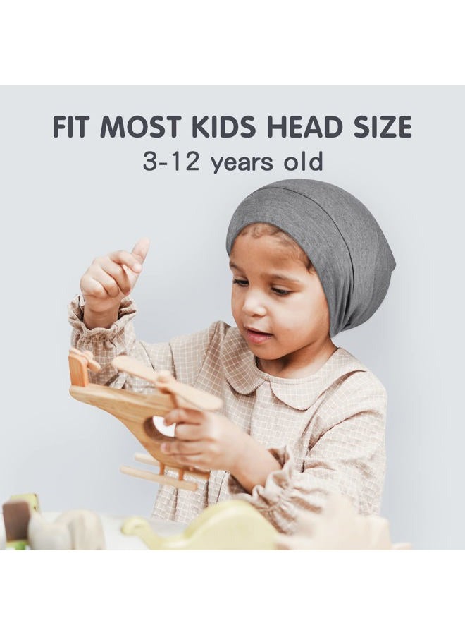 Fittia Kids Satin Bonnets for Girls Sleeping: Adjustable for 2-8 Years, Silky Smooth for Frizzy Curly Hair, Breathable and Soft Light Grey - Image 3