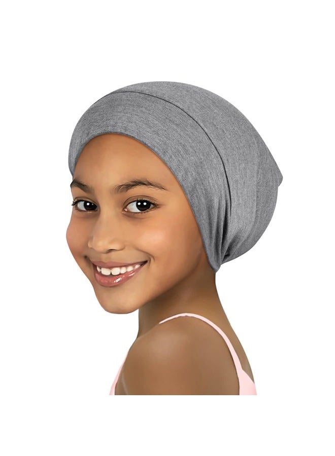 Fittia Kids Satin Bonnets for Girls Sleeping: Adjustable for 2-8 Years, Silky Smooth for Frizzy Curly Hair, Breathable and Soft Light Grey - Image 1