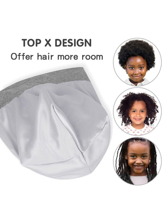Fittia Kids Satin Bonnets for Girls Sleeping: Adjustable for 2-8 Years, Silky Smooth for Frizzy Curly Hair, Breathable and Soft Light Grey - Image 4