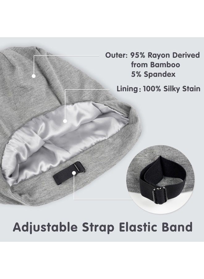 Fittia Kids Satin Bonnets for Girls Sleeping: Adjustable for 2-8 Years, Silky Smooth for Frizzy Curly Hair, Breathable and Soft Light Grey - Image 5
