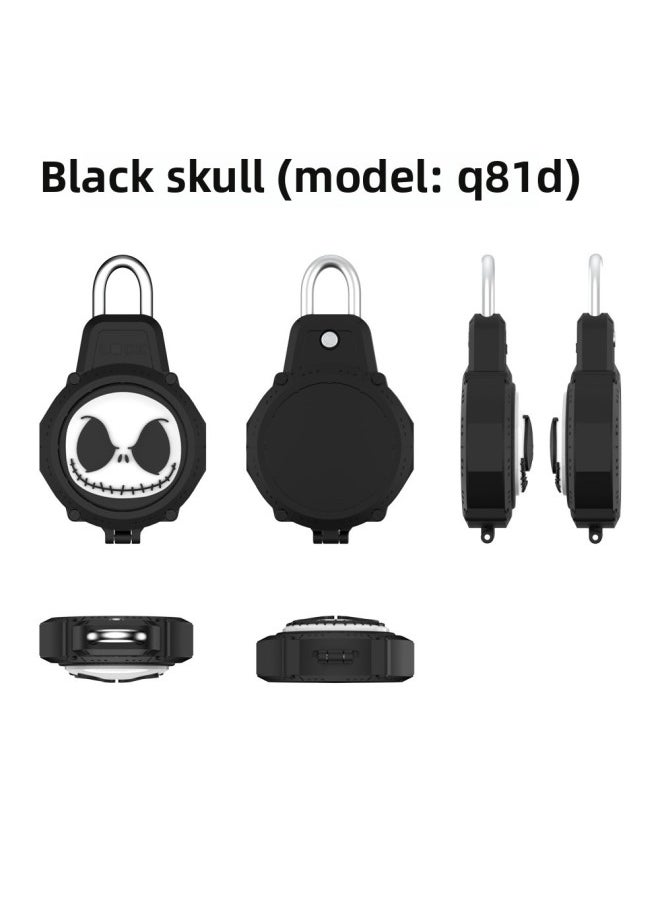 Generic - For Apple For Apple Airtag Anti-lost Device Wire Security Lock PC Waterproof Protective Case Cute Cartoon Shell-Color:Black Skull (Q81D) - Image 1