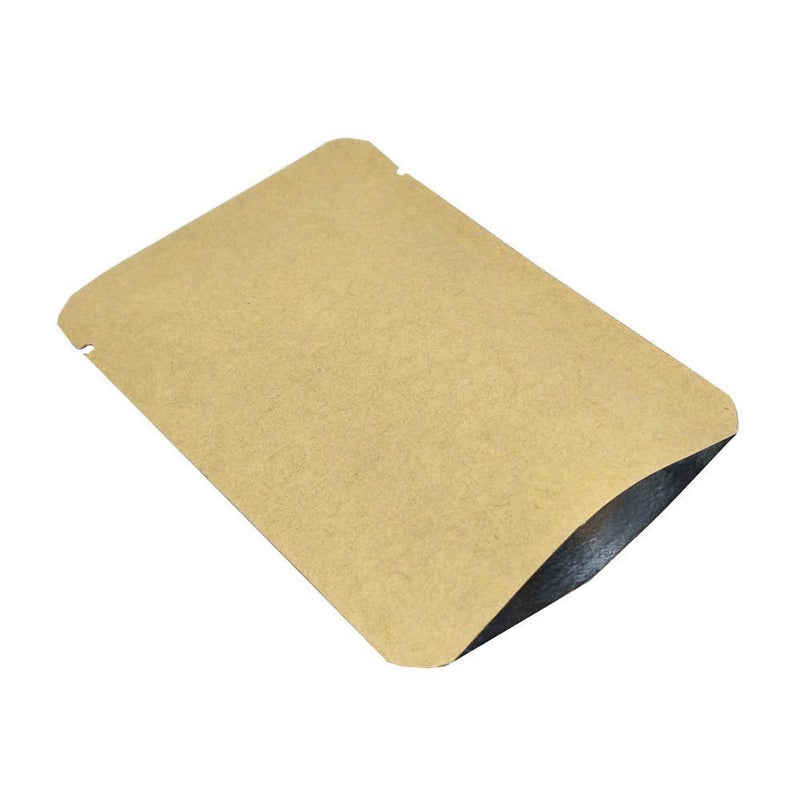 FERENLI 100 Pieces 3.1x4.7 inch (Usable Size 2.7x4.3 inch) Kraft Paper Open Top Vacuum Sealable Bags Mylar Foil Heat Seal Pouches for Sample Food Storage Packaging with Tear Notches - Image 1