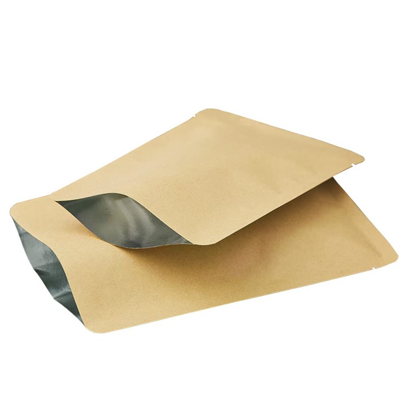 FERENLI 100 Pieces 3.1x4.7 inch (Usable Size 2.7x4.3 inch) Kraft Paper Open Top Vacuum Sealable Bags Mylar Foil Heat Seal Pouches for Sample Food Storage Packaging with Tear Notches - Image 2