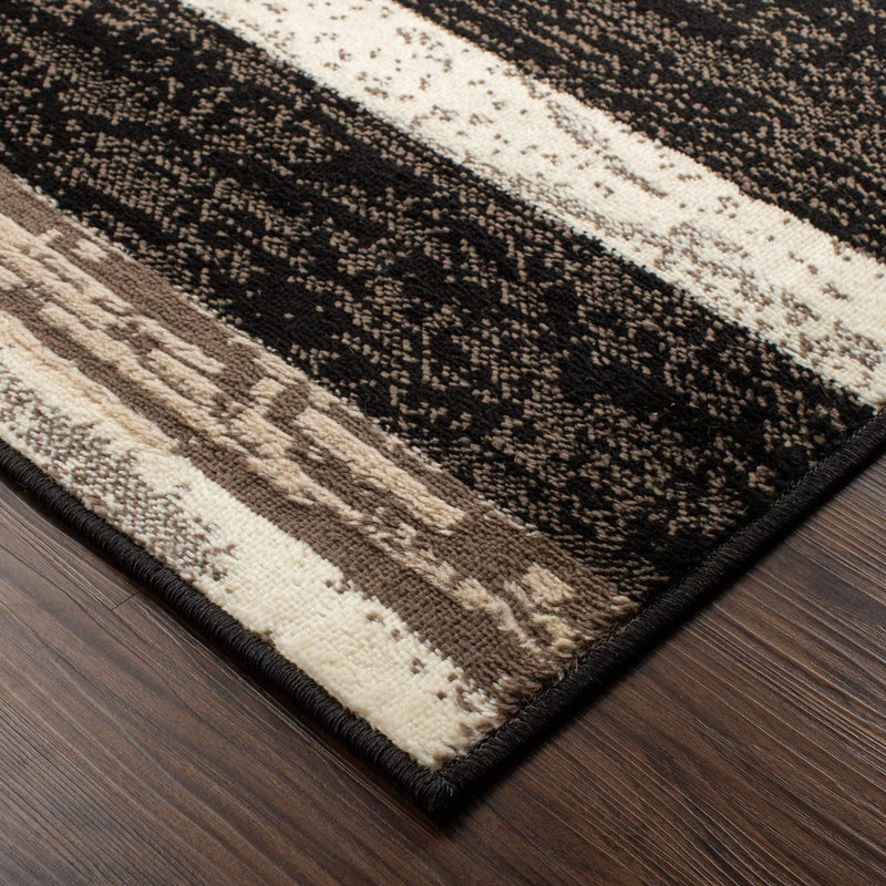 SUPERIOR Indoor Area Rug, Jute Backed, Modern Geometric Patchwork Floor Decor for Bedroom, Office, Living Room, Entryway, Hardwood Floors, Rockwood Collection, 6' x 9', Chocolate - Image 5