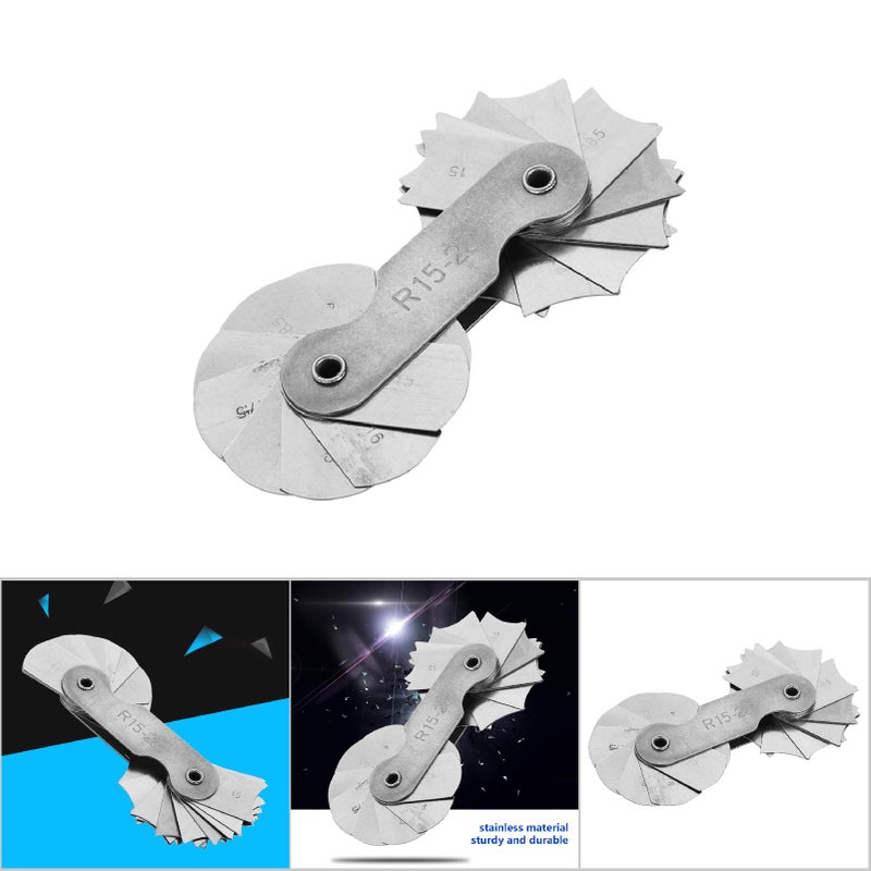 Stainless Steel Radius Fillet Gauge External Internal Concave Convex Measuring Tool (R15-25MM) - Image 4