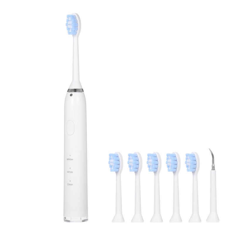 Electric Teeth Cleaner: White Integrated Body, IPX6 Waterproof, Intelligent High Frequency Vibration - 3 Block Strength Adjustment, USB Charging Teeth Cleaner for Daily Oral Care - Image 1