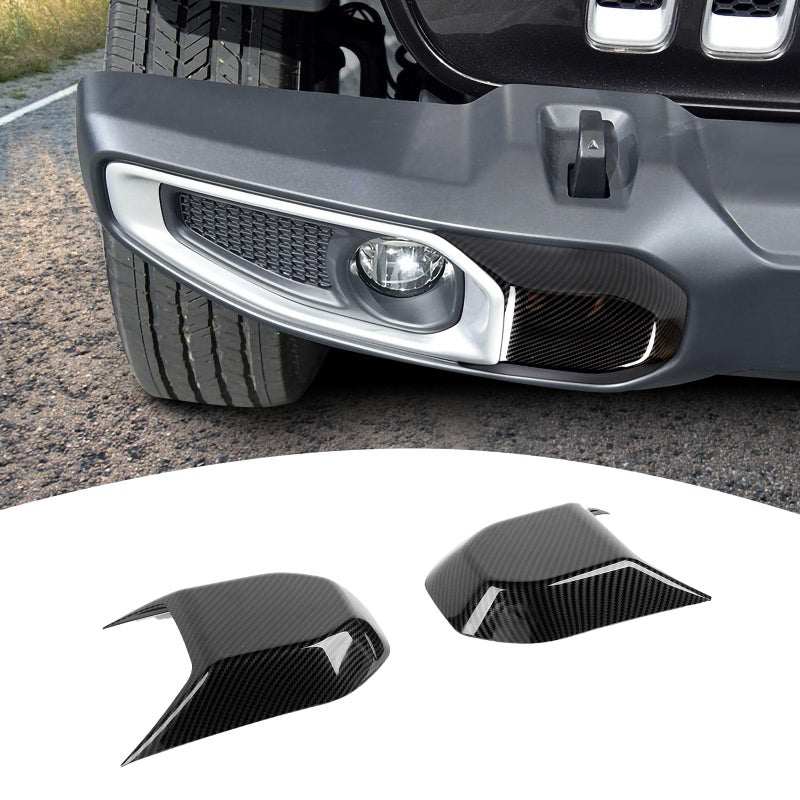 PDKLIN for Jeep JL Front Bumper Trim Cover Compatible with Jeep Wrangler JL JLU Gladiator JT 20182024 Carbon Fiber Exterior Accessories 2pcs