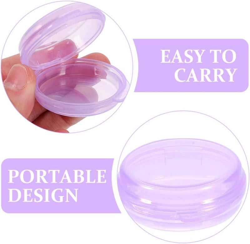 Small Pill Organizer 3pcs Set Round Portable Medicine Storage Case Travel Organizer Purple Compact Daily Pill Box for Tablets and Supplements - Image 5