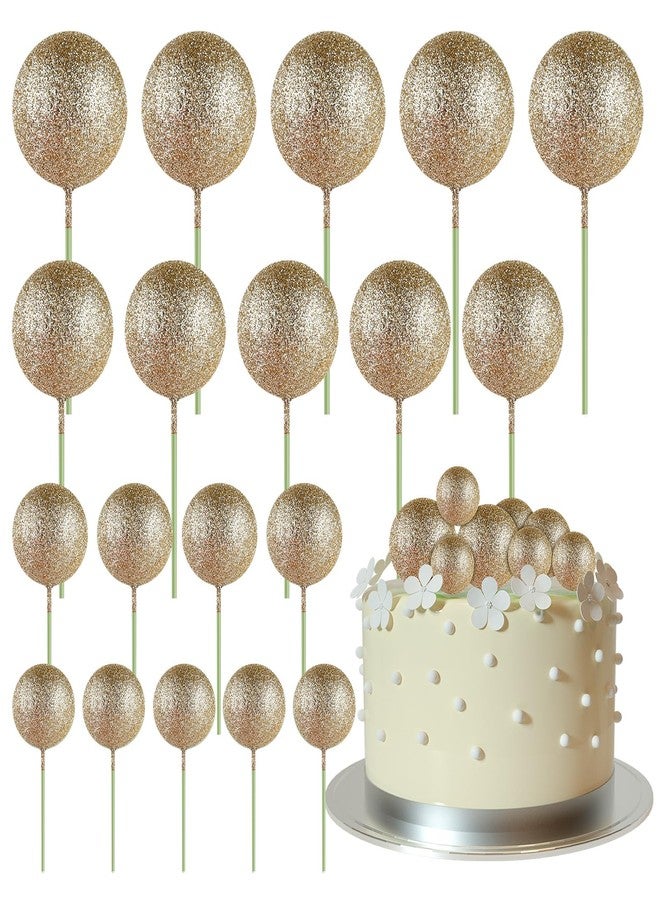 ASTARON Pack of 20 Cake Decoration Balls Cake Toppers, Mini Balloons Cake Toppers for Wedding Party Baby Shower Birthday Cake Decorating (Glitter Champagne Gold) - Image 1