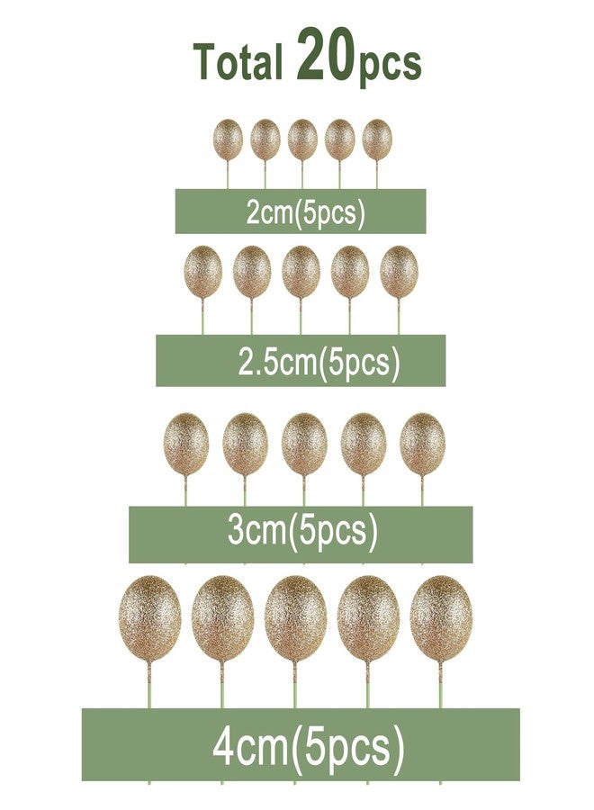 ASTARON Pack of 20 Cake Decoration Balls Cake Toppers, Mini Balloons Cake Toppers for Wedding Party Baby Shower Birthday Cake Decorating (Glitter Champagne Gold) - Image 2
