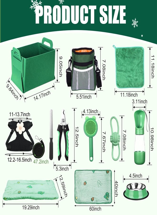 Abbylike 50 Pcs Puppy Supplies Starter Kit for Small Dogs Puppy Essentials Includes Leash, Bowls, Teeth Brushes, Water Bottle, and More Accessories for Dogs Christmas Welcome Gift(Green) - Image 2