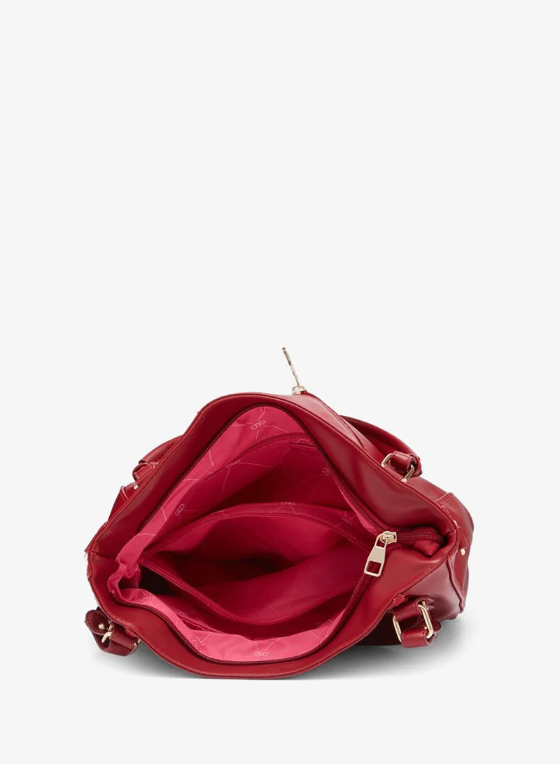 Globus  Maroon Solid Faux Leather Hobo Bag for Women | Best Price UAE