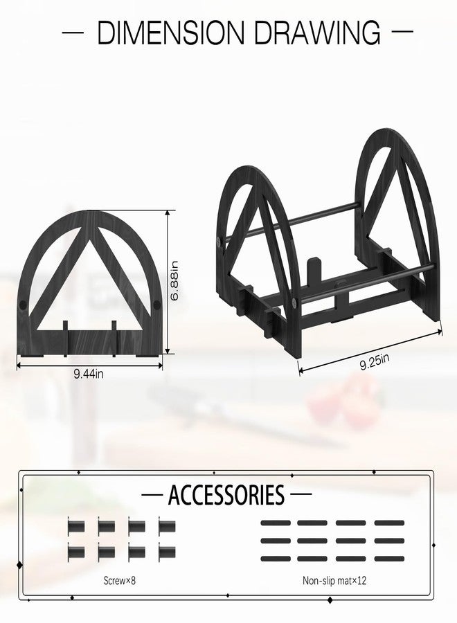 OYEFLY 2 Pieces Wood Dish Organizer,Plate Organizer for Cabinet (Black) - Image 3