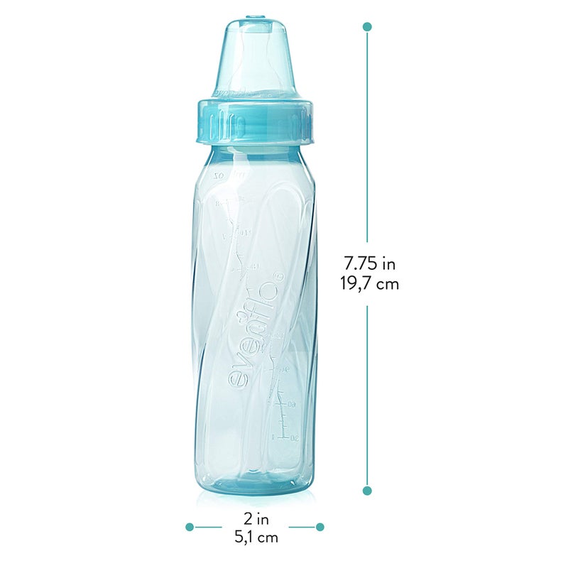 Evenflo Feeding زجاجات إيفنفلوا للتغذية الكلاسيكية الملونة بلاستيك ذات عنق قياسي للرضع، وردي/لافندر/أخضر مائل إلى الأزرق، 8 أونصات (عبوة من 12) - Image 5