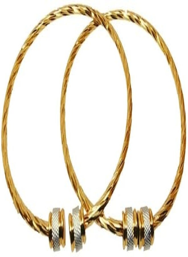 DENICRAAS Women's Adjustable Crystal Cuff Opening Bracelet | Gold Shade Thin Bangle Single Cuff Kada/Bracelet for Women and Girls (Golden) - Image 2