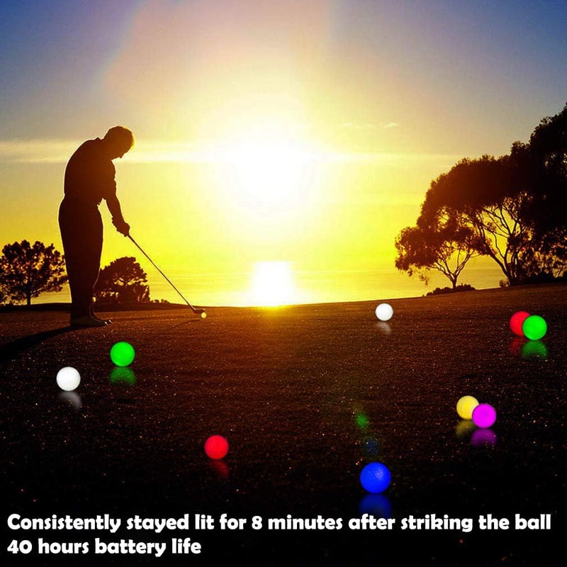 THIODOON Glow in The Dark Golf Balls Light up Led Golf Balls Night Golf Gift Sets for Men Kids Women 6 Pack (6 Colors in one) - Image 2