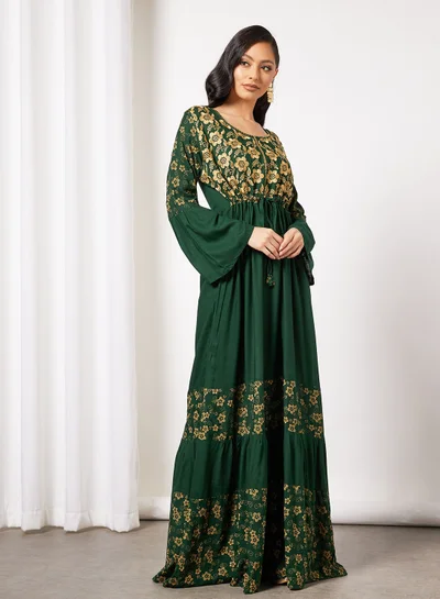 HANA & SARA Printed Tie Waist Jalabiya