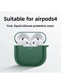 Generic Airpods4 Protective Cover Apple 4 Generation Wireless Bluetooth Headset Silicone Solid Color Earphone Case-Color:Green-Applicable Models:Airpods 4th Generation  - Image 1