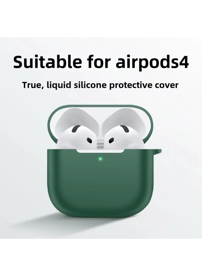 Generic - Airpods4 Protective Cover Apple 4 Generation Wireless Bluetooth Headset Silicone Solid Color Earphone Case-Color:Green-Applicable Models:Airpods 4th Generation - Image 1