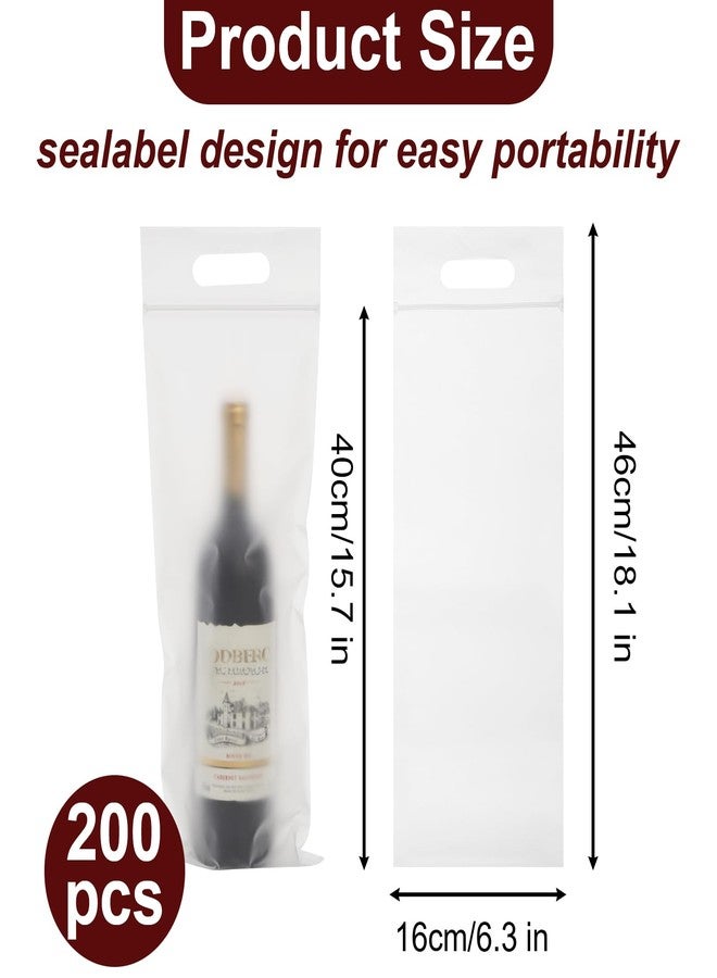 Yesland 200 Pcs Wine To Go Bag with Handle, 6.3" x 15.7" Thick Plastic Travel Wine Bags with Self-sealing Strips for Restaurant, Bar, Wedding Party Gift Wrapping Bag - Image 2