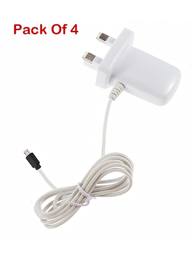 Taimi Pack Of 4 Fast Charger 3-Pin With Micro Cable USB White  - Image 1