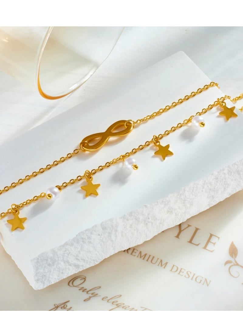Elegance - Trendy Gold Stainless Steel Anklet For Women - Image 1