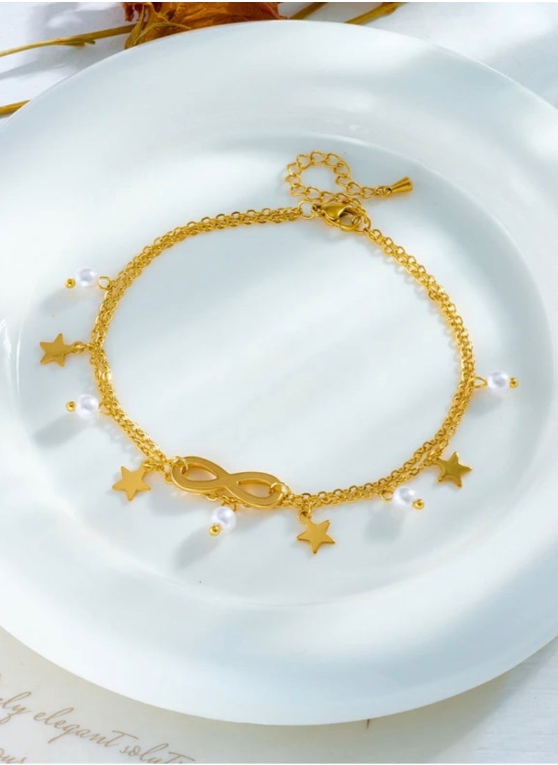 Elegance - Trendy Gold Stainless Steel Anklet For Women - Image 1