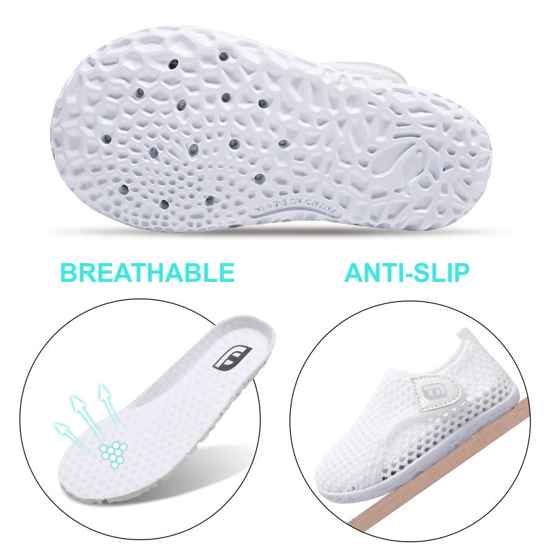 JOINFREE Baby Boys Girls Water Sports Shoes Barefoot Kids Aqua Sneakers Beach Swim Shoes Mesh White 12-18 Months Infant - Image 4