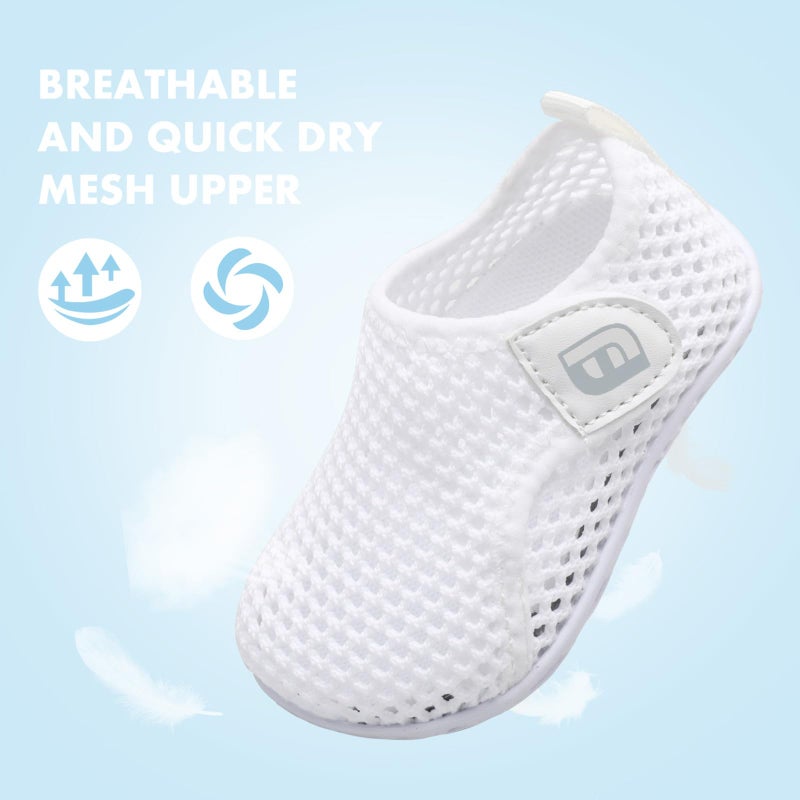 JOINFREE Baby Boys Girls Water Sports Shoes Barefoot Kids Aqua Sneakers Beach Swim Shoes Mesh White 12-18 Months Infant - Image 3