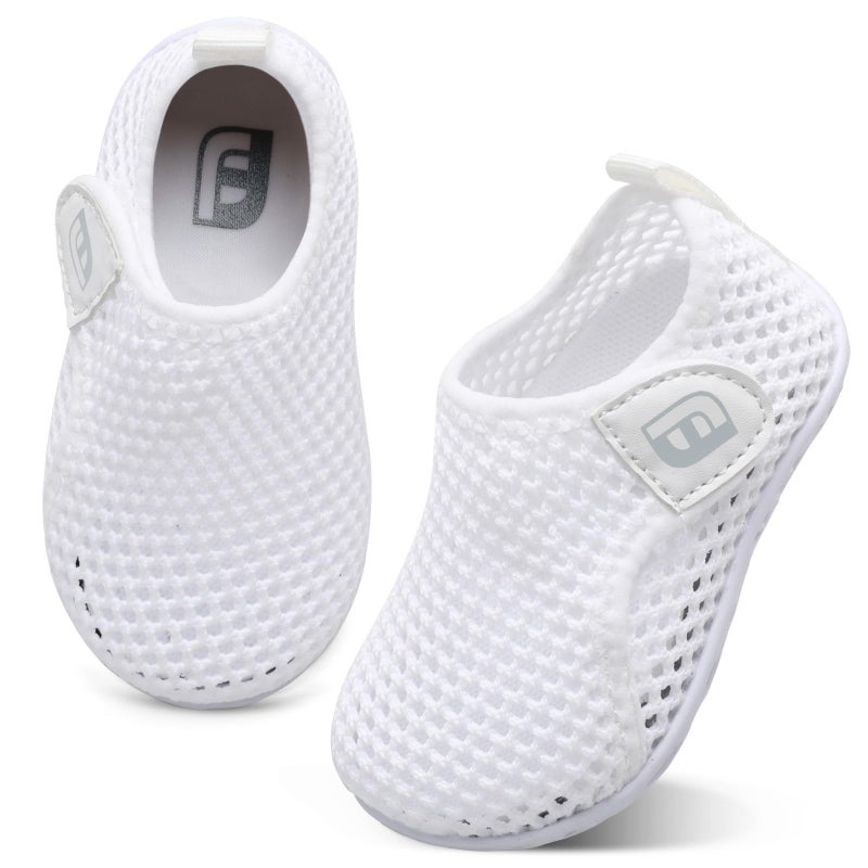 JOINFREE Baby Boys Girls Water Sports Shoes Barefoot Kids Aqua Sneakers Beach Swim Shoes Mesh White 12-18 Months Infant - Image 1
