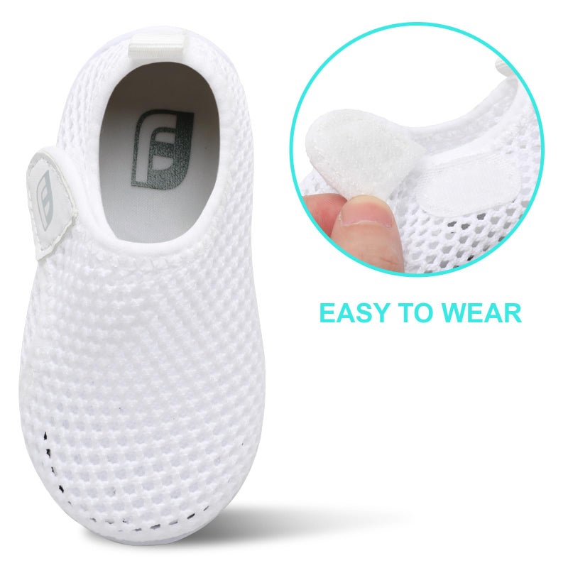 JOINFREE Baby Boys Girls Water Sports Shoes Barefoot Kids Aqua Sneakers Beach Swim Shoes Mesh White 12-18 Months Infant - Image 2