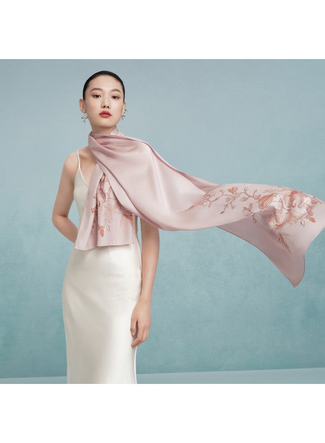 Wanshili Mulberry Silk Scarf Women's Long Scarf For Mother's Birthday Gift Mother's Day Prosperous Age - Image 3