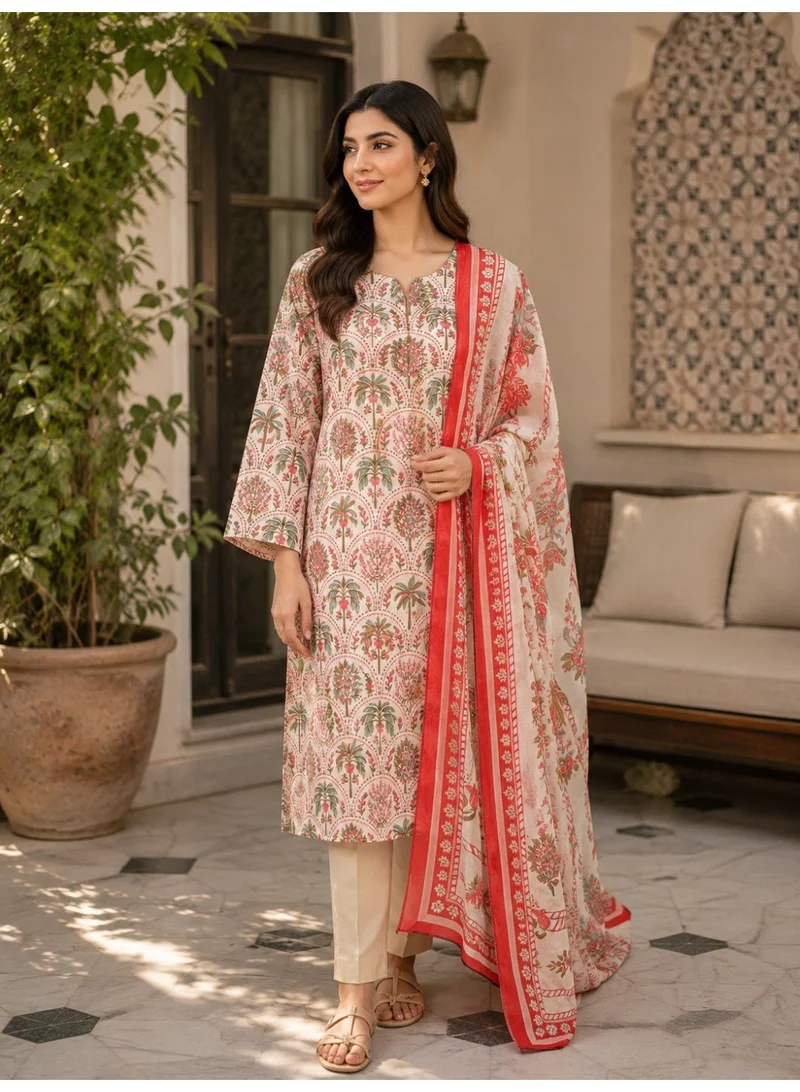 Women's 3-Piece Basic Printed Suit Set - Pink