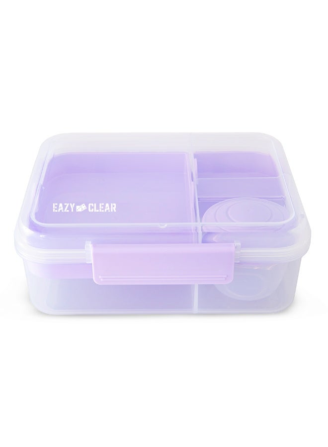 Eazy Kids Personalized 3/4/5 Compartment Convertible 1650ml Bento Lunch Box with 150ml Gravy Bowl - Purple - Image 3
