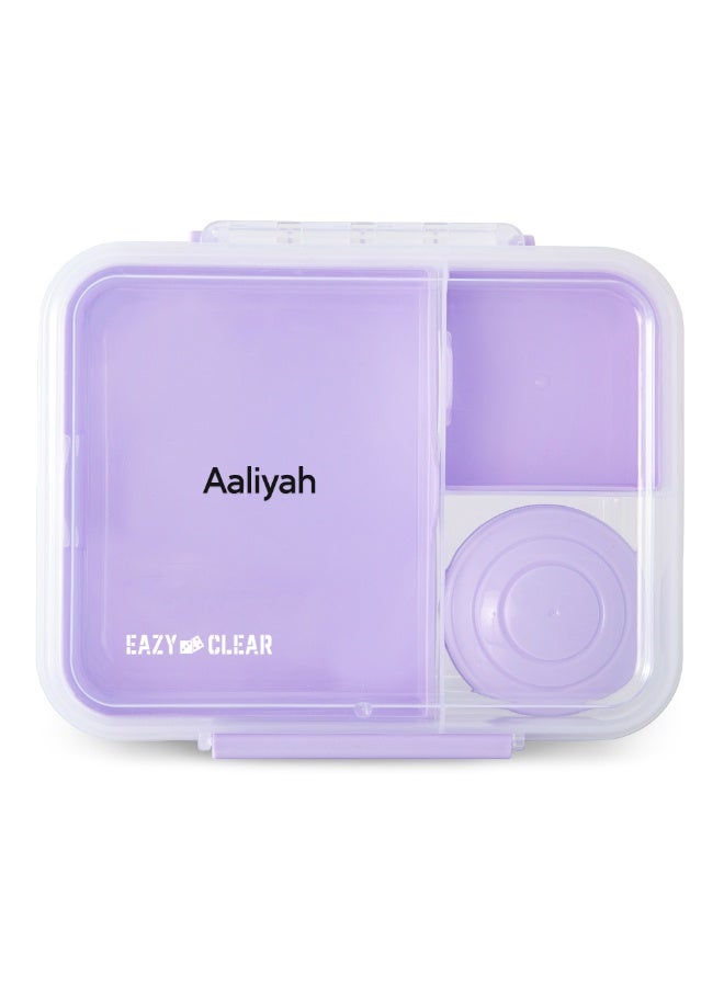 Eazy Kids Personalized 3/4/5 Compartment Convertible 1650ml Bento Lunch Box with 150ml Gravy Bowl - Purple - Image 1