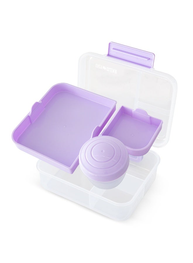 Eazy Kids Personalized 3/4/5 Compartment Convertible 1650ml Bento Lunch Box with 150ml Gravy Bowl - Purple - Image 2