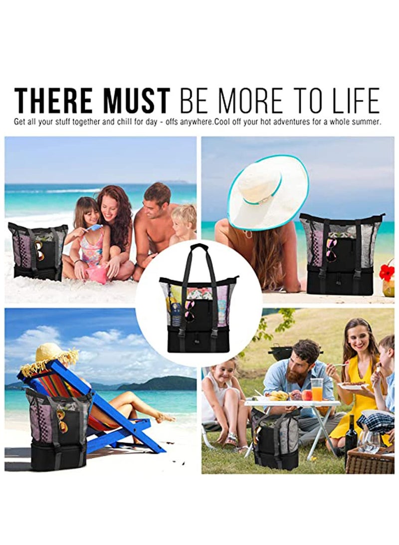 SYOSI Mesh Beach Tote Bag with Detachable Beach Cooler - Max Capacity 34l 150lbs Ultra Durable for Women, 600D Polyester, Mesh Lining, Zipper Closure, Pvc, Party, Odor-free, Durable Design - Image 5