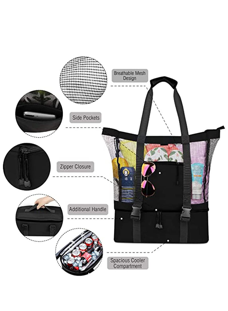 SYOSI Mesh Beach Tote Bag with Detachable Beach Cooler - Max Capacity 34l 150lbs Ultra Durable for Women, 600D Polyester, Mesh Lining, Zipper Closure, Pvc, Party, Odor-free, Durable Design - Image 2