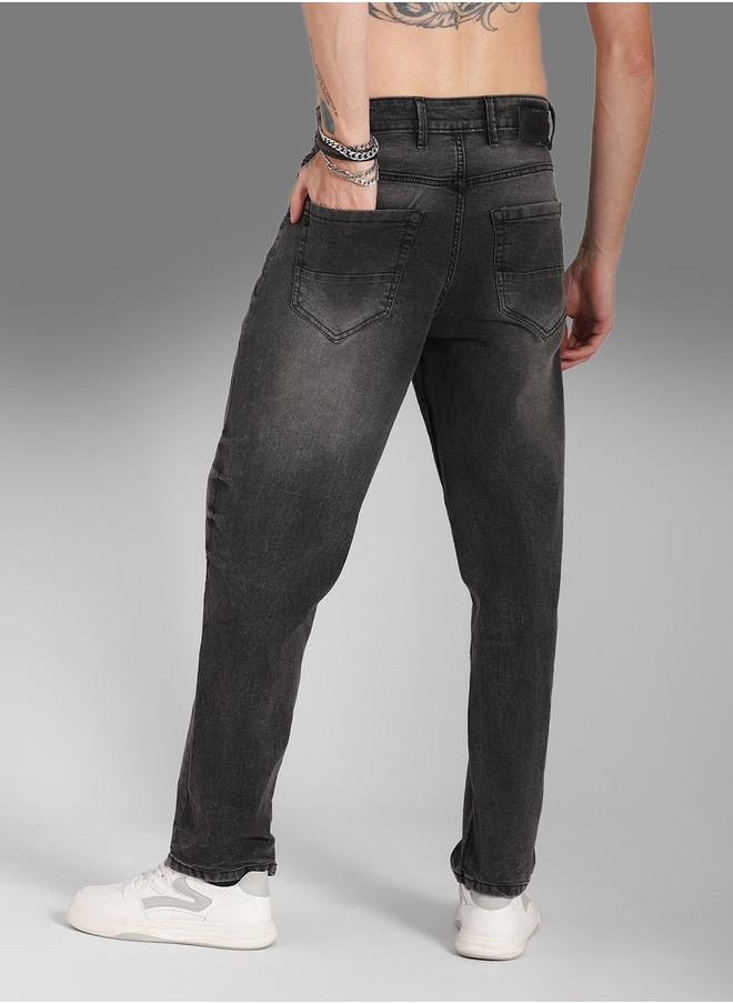 HIGH STAR - Mid Rise Distressed Regular Fit Jeans by Styli - Image 1