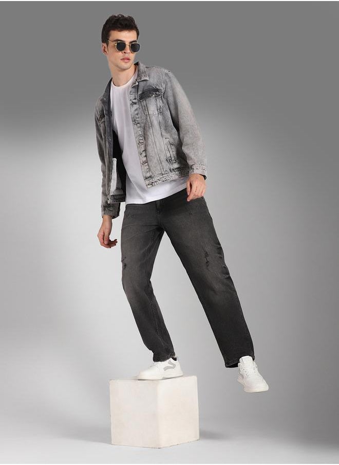 HIGH STAR - Mid Rise Distressed Regular Fit Jeans by Styli - Image 1
